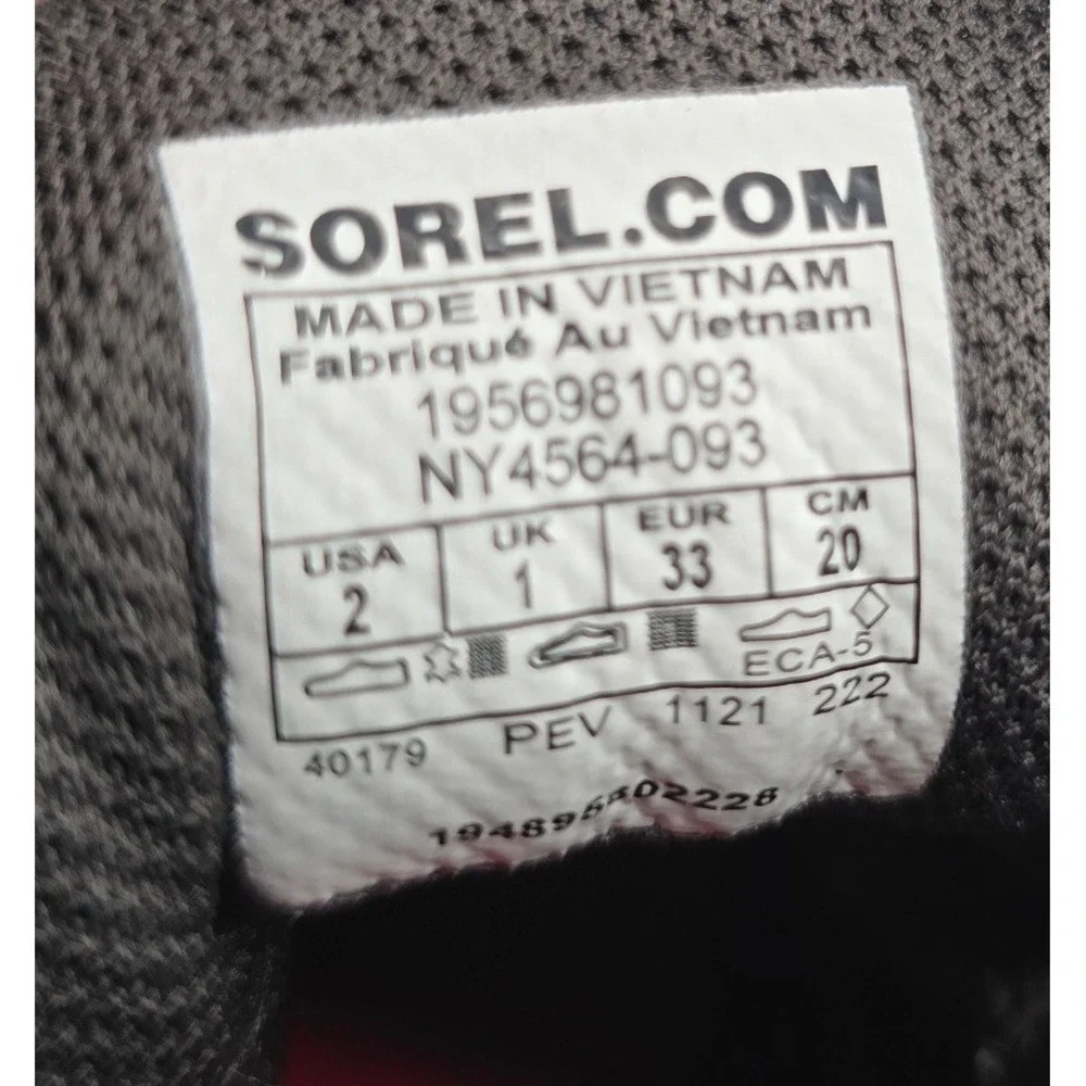 Sorel Out N About Classic Kids Waterproof Winter Rain Boots Black Red Youth 2